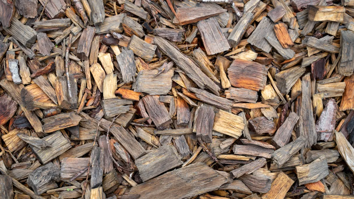 Close-up of wood chips mulch